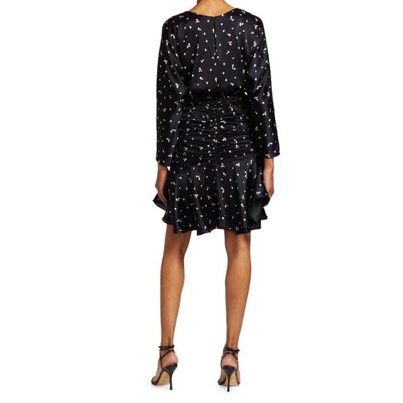 Silvia Tcherassi Rachel Flounce Hem Black Dress XS Pink Ruffle Cocktail Party - Picture 2 of 15